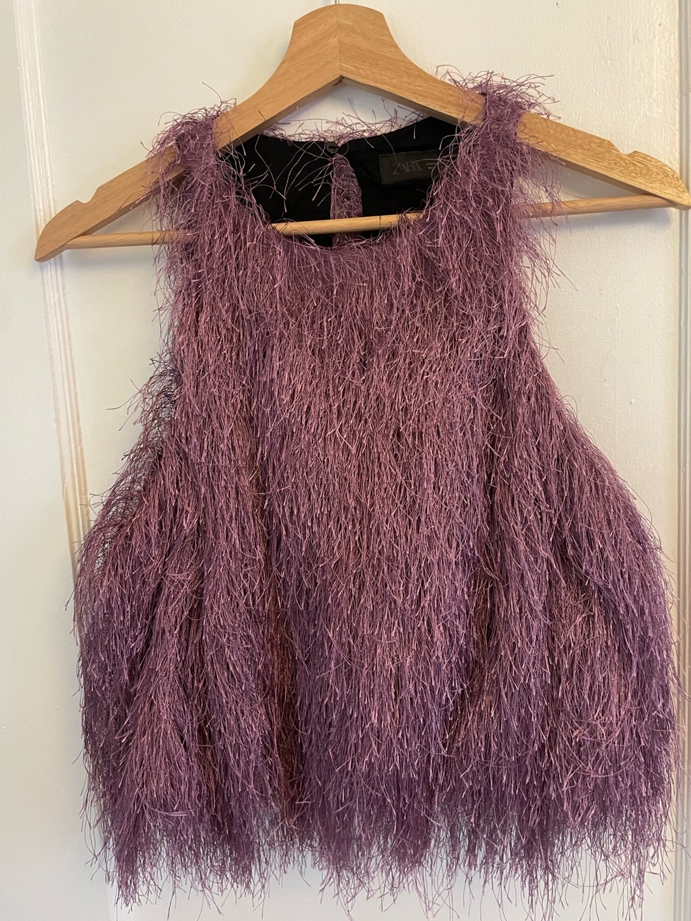 Zara Plum Feather Fringe Tank